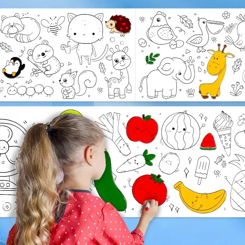 Kids Educational Workbooks - Kids Coloring Paper Roll Sticky DIY