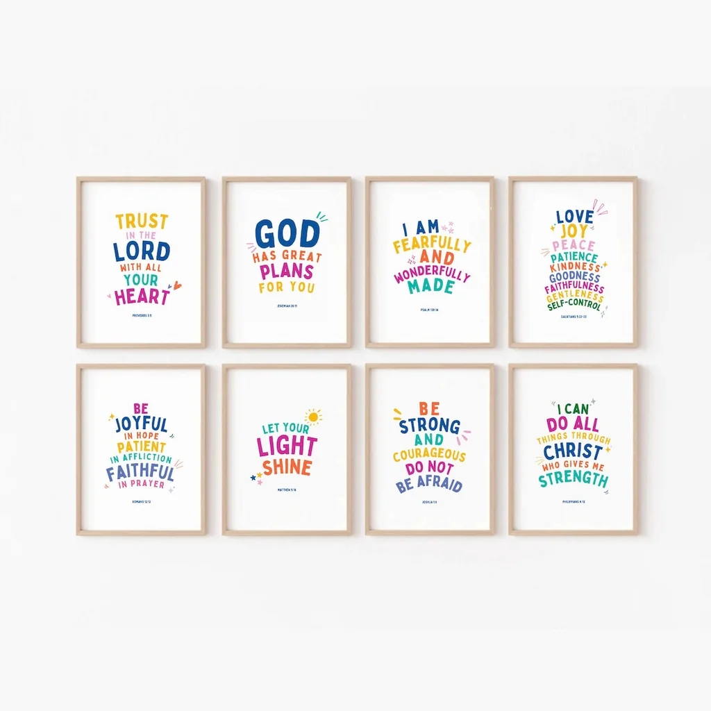 Kids Educational Posters - Kids Bible Verse Scripture Poster Church