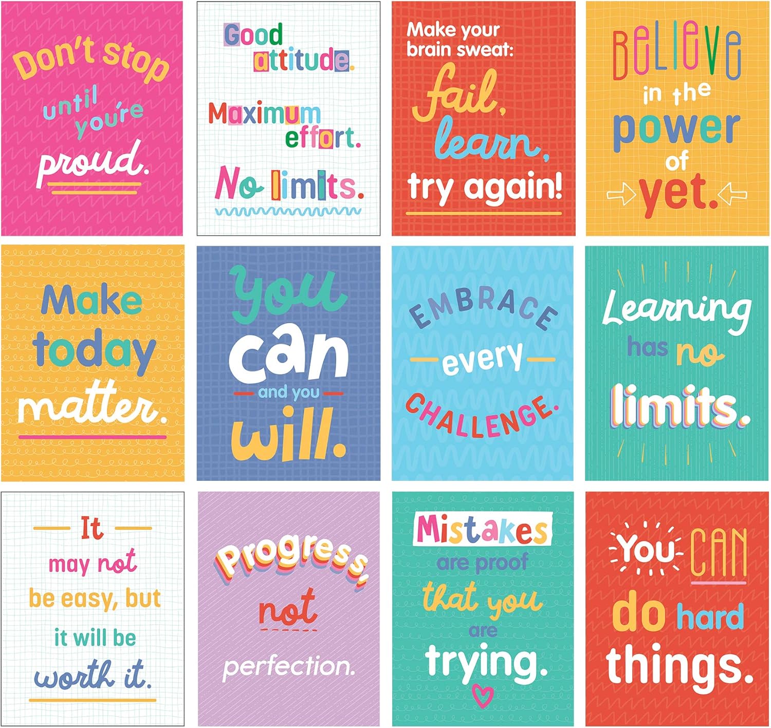 Kids Educational Posters - Educational Growth Mindset Posters and Inspirational