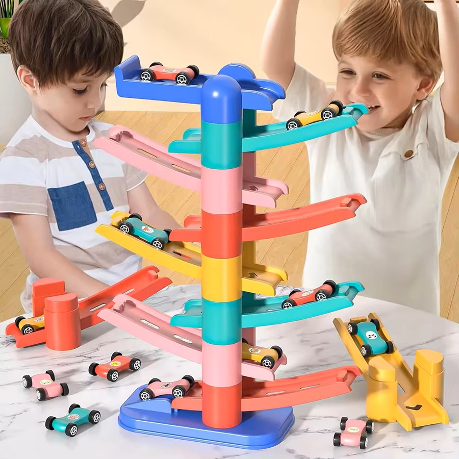 Kids Education App - DIY Gravity Car Ramp Tower, Stacking