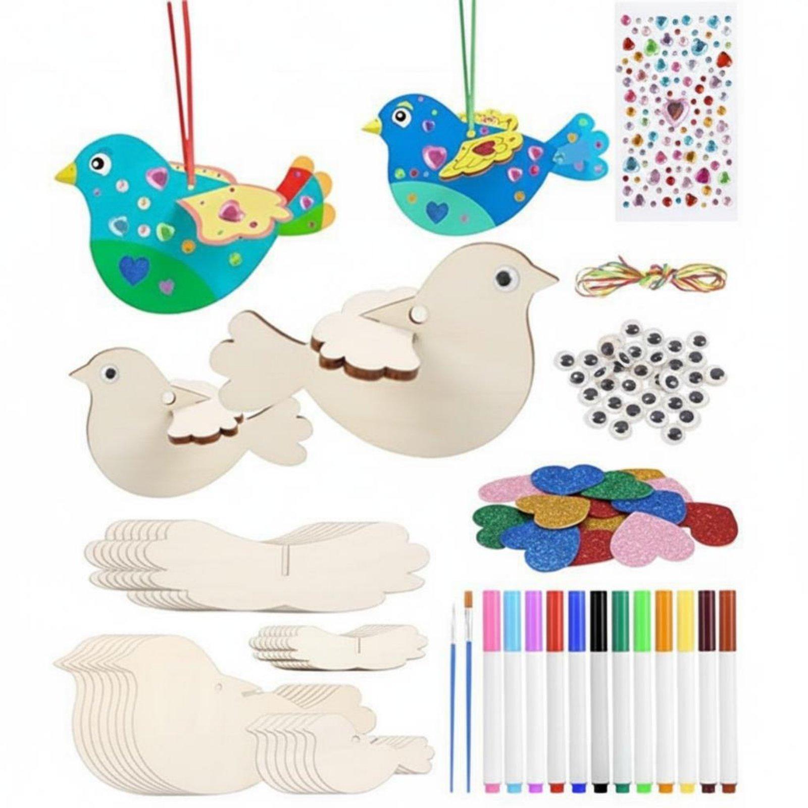 Wooden Bird Ornament DIY Craft - đánh giá và giá Kids Education Fun