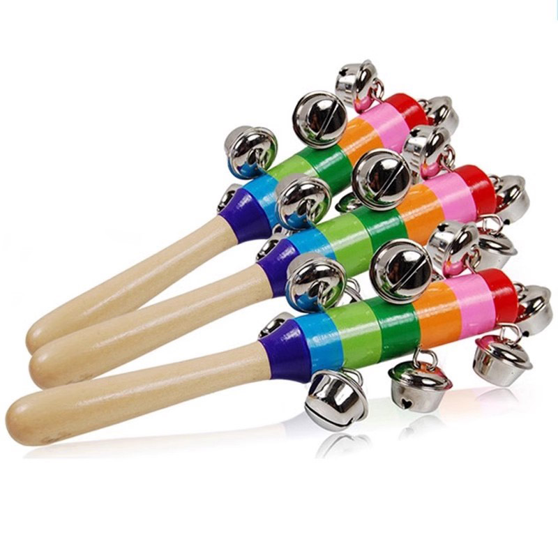 5PCS Wooden Jingle Hand Bells  - đánh giá và giá Kids Education Bell