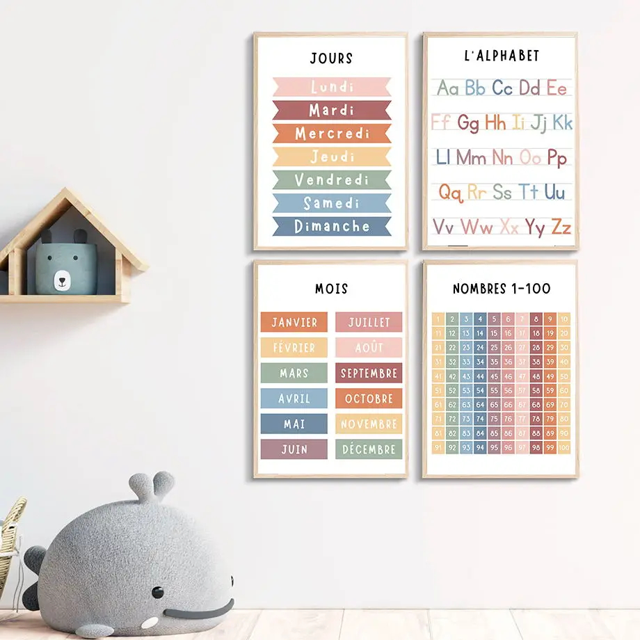 English French Number Alphabet - đánh giá và giá Kids Educational Posters