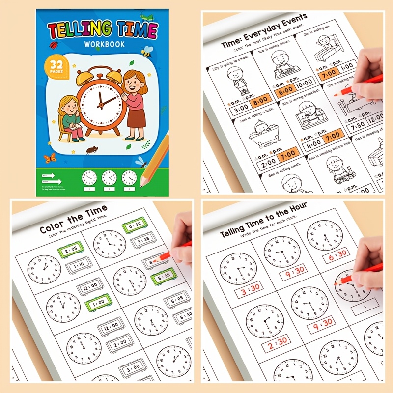 Children Telling Time Practice - đánh giá và giá Kids Educational Workbooks