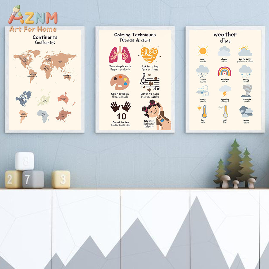 AZNM Bilingual Spanish English - đánh giá và giá Kids Education Charts